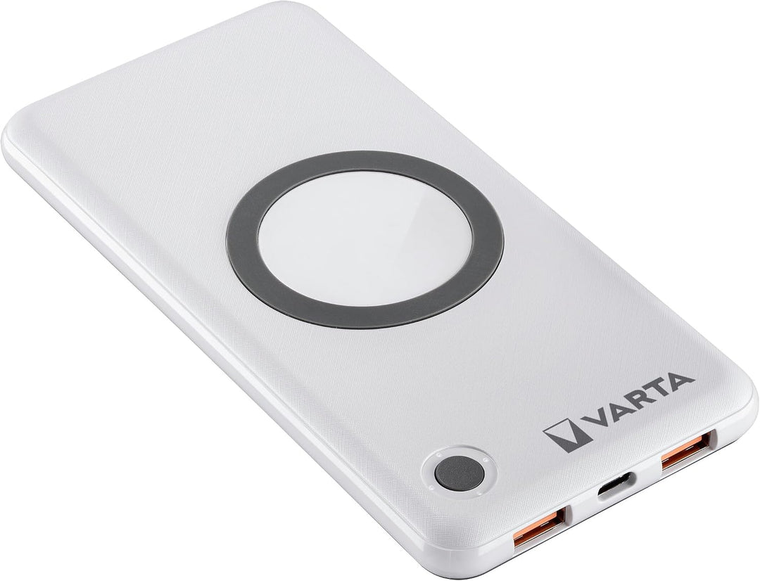 VARTA 2 in 1 Power Bank und Wireless Charger, kabelloses Ladegerät, Powerbank 10000mAh, Qi Ladestati