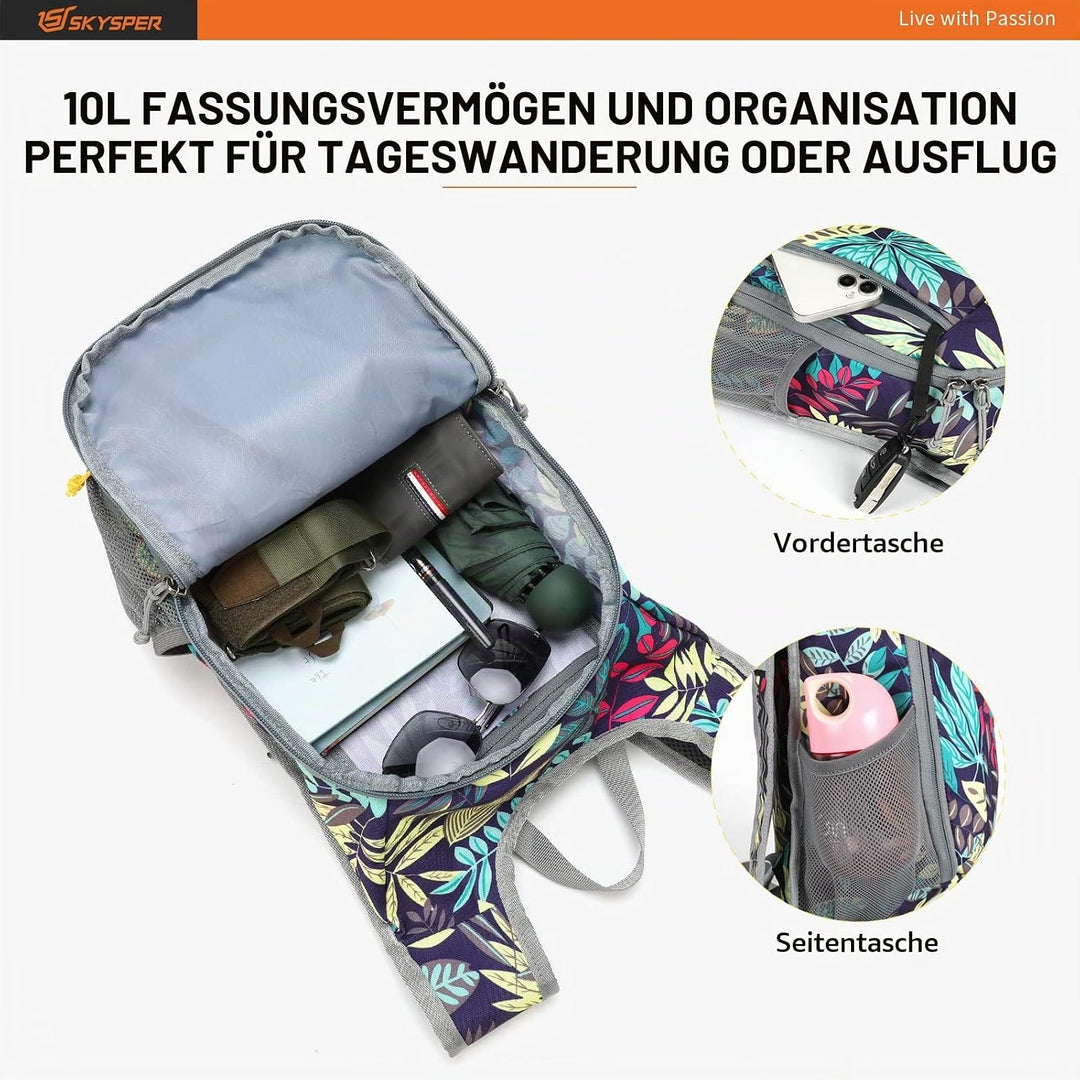SKYSPER 10L/15L/20L Faltbarer Rucksack Ultraleicht Tagesrucksack Wasserfest Daypack Reiserucksack Wa