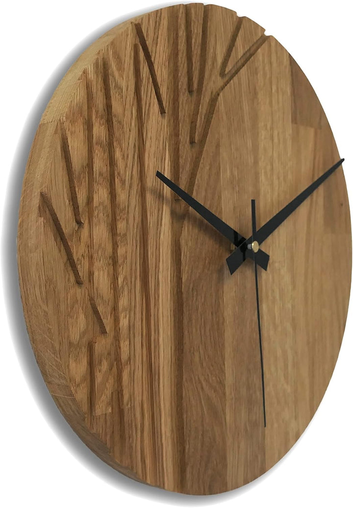 SENTOP Wanduhr aus Holz, Wanduhr aus Eiche, Moderne Wanduhr, Heimdekoration, Wanduhr aus echtem Eich