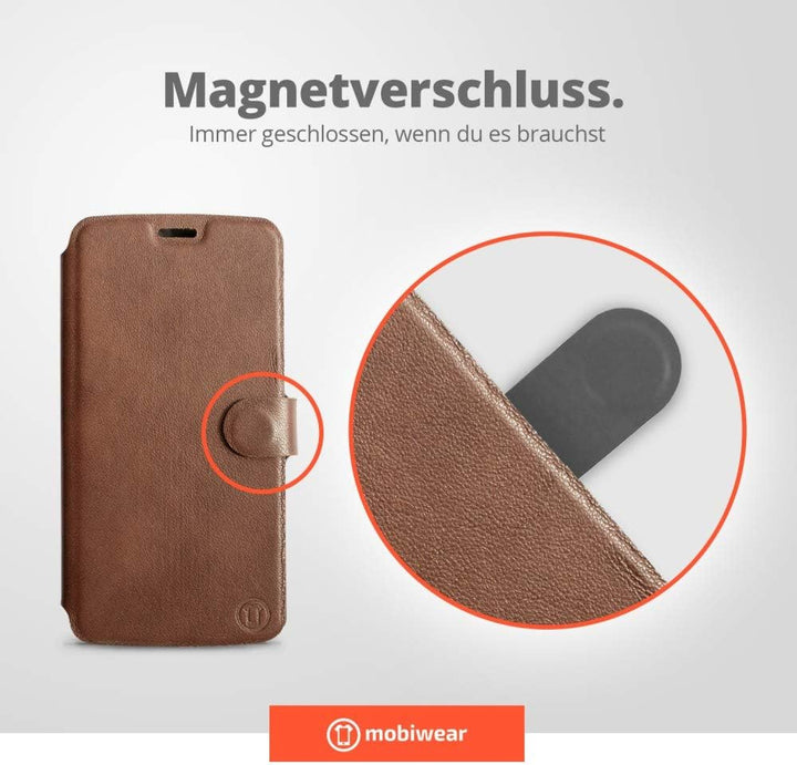 MOBIWEAR | Echt Lederhülle | Kompatibel mit Sony Xperia XZ1 Compact, Made in EU handyhülle, Slim Lea