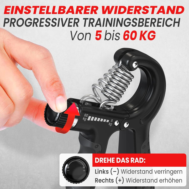 Handtrainer Fingertrainer, Griffkraft Trainer 2er Set, 5-60kg Einstellbarer Widerstand Unterarmtrain