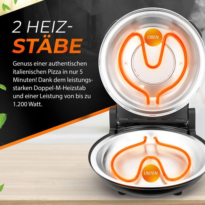 Bituxx Pizzaofen Pizza Maker Lahmacun Express Miniofen 1200W 400°C Keramiksteinplatte