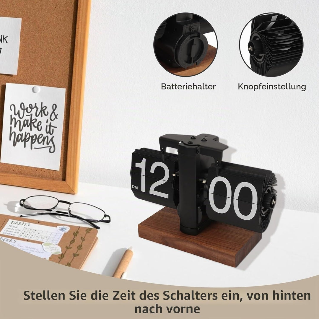 Cyrank Flip Clock Schreibtisch, Retro Digital Flip Down Clock Flip Digitaluhr Mechanische Uhr Flip C