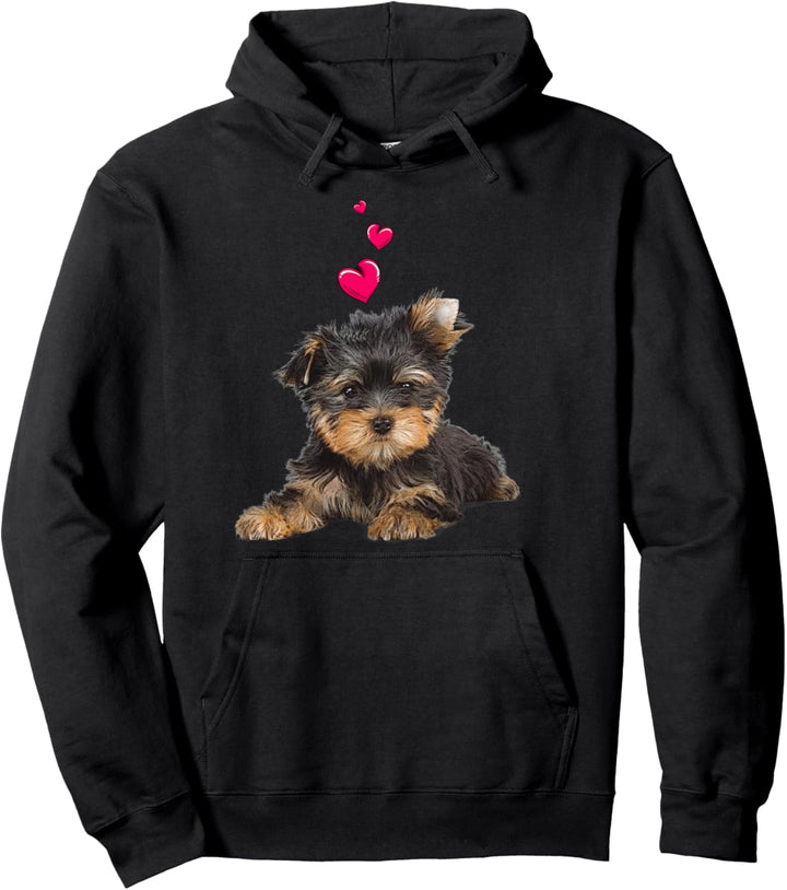 Shirt mit Yorkshire Terrier Hund und Herz Yorkie Hundemotiv Pullover Hoodie