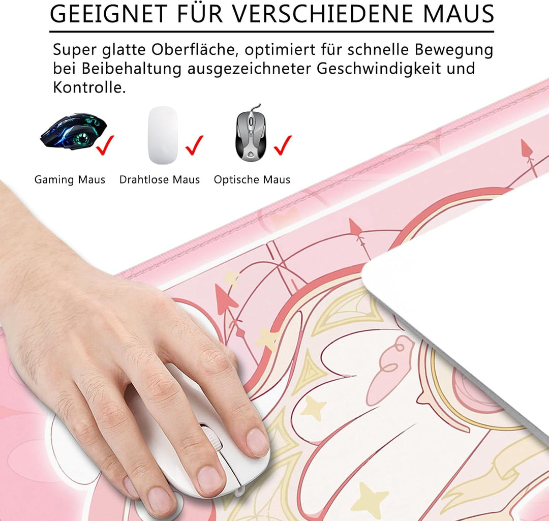 Mauspad Rosa Schreibtischunterlage Süss. 80x30cm Mousepad XL Gross Mauspad Kawai, Computer PC Tastat