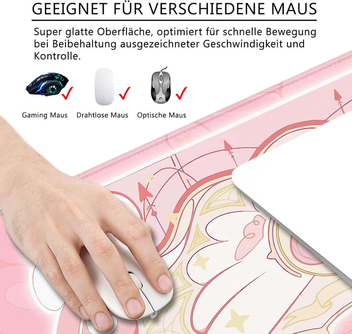 Mauspad Rosa Schreibtischunterlage Süss. 80x30cm Mousepad XL Gross Mauspad Kawai, Computer PC Tastat