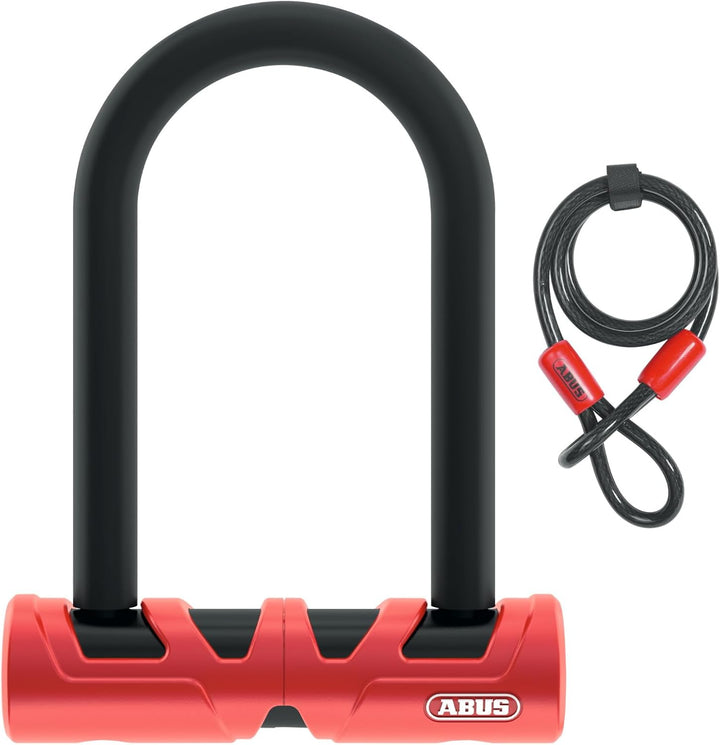 ABUS Bügelschloss Ultimate 420 + USH-Halter + Sicherungskabel Cobra 10/120 - Fahrradschloss-Set - AB