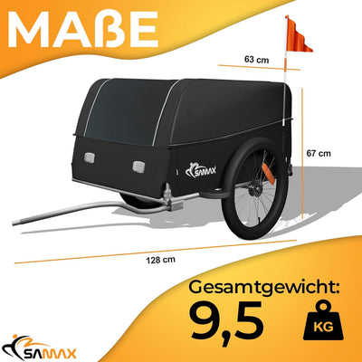 SAMAX Transportanhänger Fahrradanhänger Lastenanhänger Fahrrad Anhänger - mit Kupplung - 40 Kg / 120