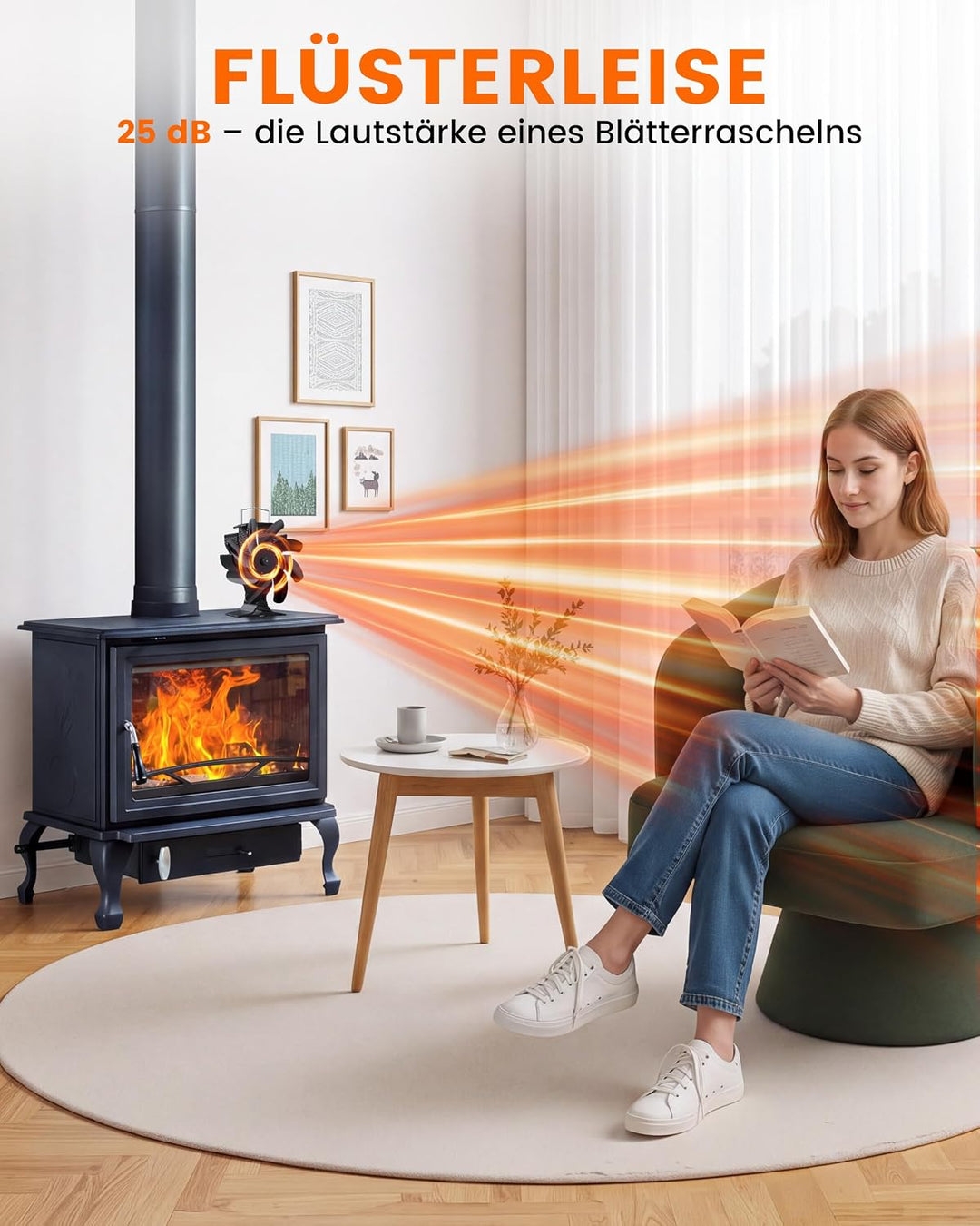 Signstek Ofenventilator Kaminventilator Öfen ohne Strom für Kamin Kaminöfen, kamin ventilator für Ho