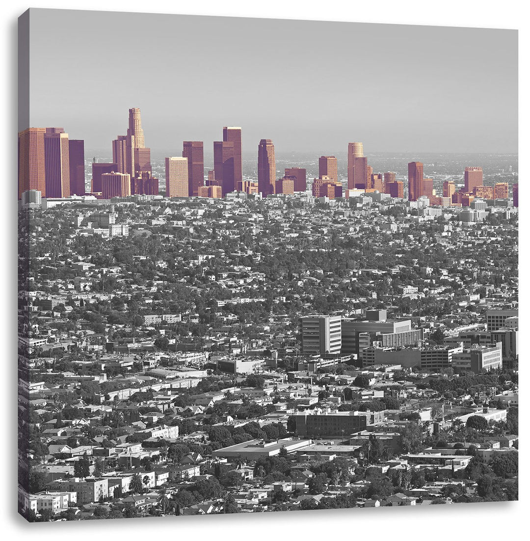 Pixxprint Los Angeles Metropolitan Area schwarz/weiss, Format: 70x70 auf Leinwand, 70x70