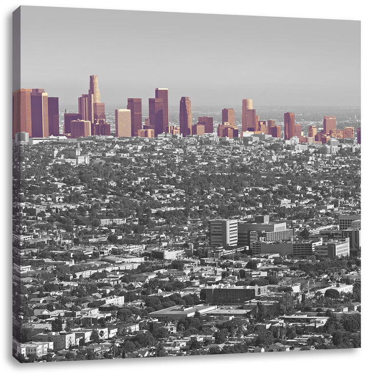 Pixxprint Los Angeles Metropolitan Area schwarz/weiss, Format: 70x70 auf Leinwand, 70x70