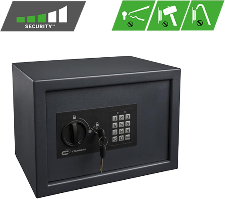 STANDERS - Elektronischer Safe - 16L - 25 x 35 x 25 cm - Wandtresor - Code-Safe - 2 Sicherheitsschlü