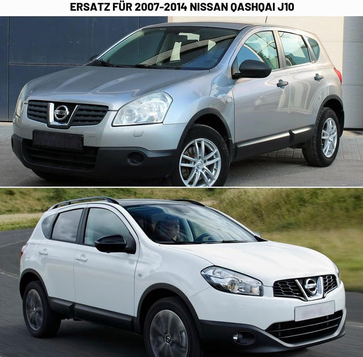 Auto Spiegelkappen, Ersatz für Nissan Qashqai 2007–2014 strukturierte schwarze Aussenspiegelabdeckun