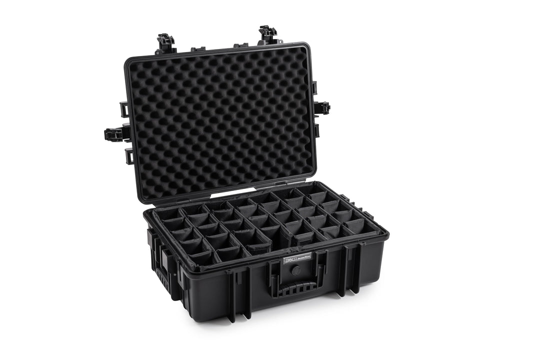 B&W Transportkoffer Outdoor - Typ 6500 Schwarz - mit variabler Facheinteilung - Wasserdicht nach IP6