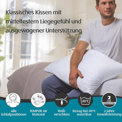 TEMPUR Comfort Air Medium Schlafkissen, atmungsaktives Kopfkissen für jede Schlafposition, MADE IN G