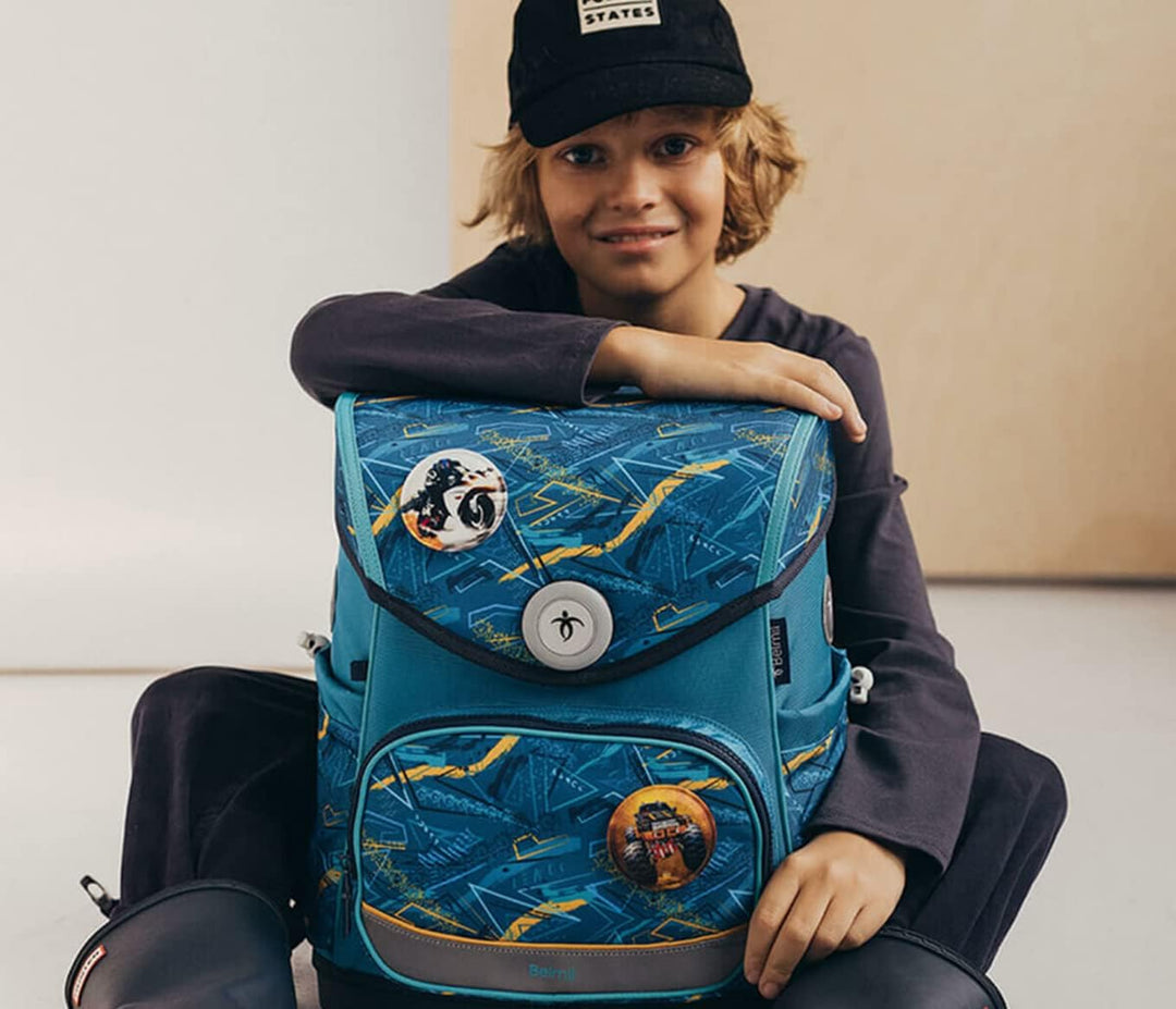 Belmil Premium Compact Plus ergonomisches Schulranzen Set 5 - teilig, AGR, Brustgurt, Hüftgurt, Magn