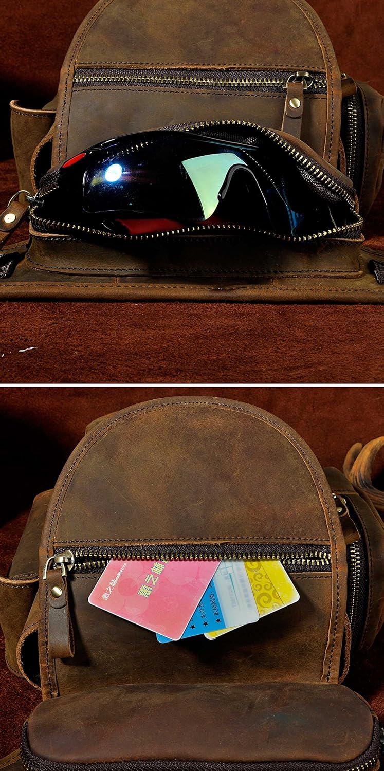 Le'aokuu Herren Echtes Leder Tasche Schultertasche Gürteltasche Beinbeutel Beintasche Hüfttasche Dro