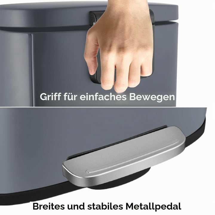 LIFERUN Mülleimer Küche 30l, Abfalleimer mit Deckel, Softclose Treteimer aus Stahl, mit Inneneimer f