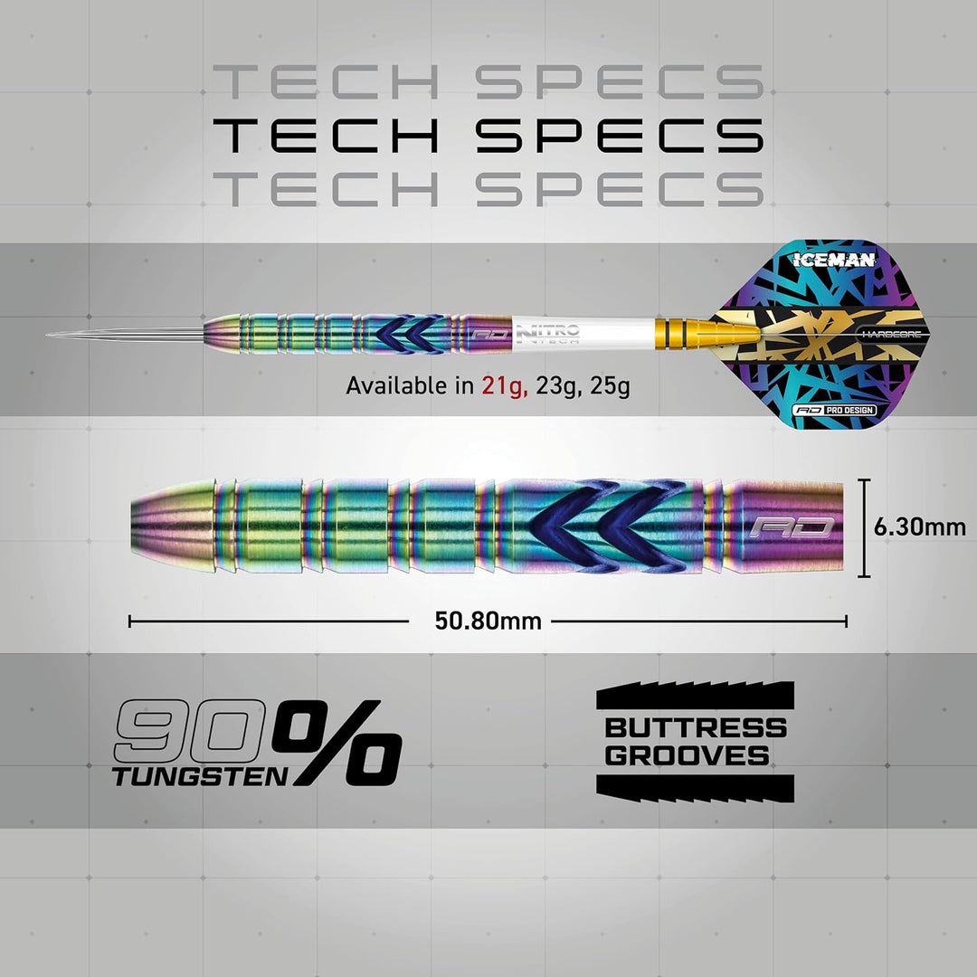 RED DRAGON Gerwyn Iceman Price Ionic Premium Tungsten Darts Set mit Flights und Stielen 21.0 Gramm,