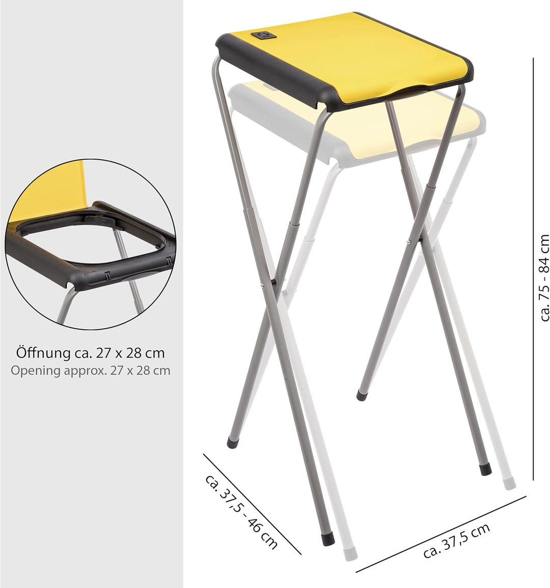 ONVAYA® Müllsackständer bis 120 Liter mit Deckel | Gelb | Stabiler höhenverstellbarer Müllsackhalter