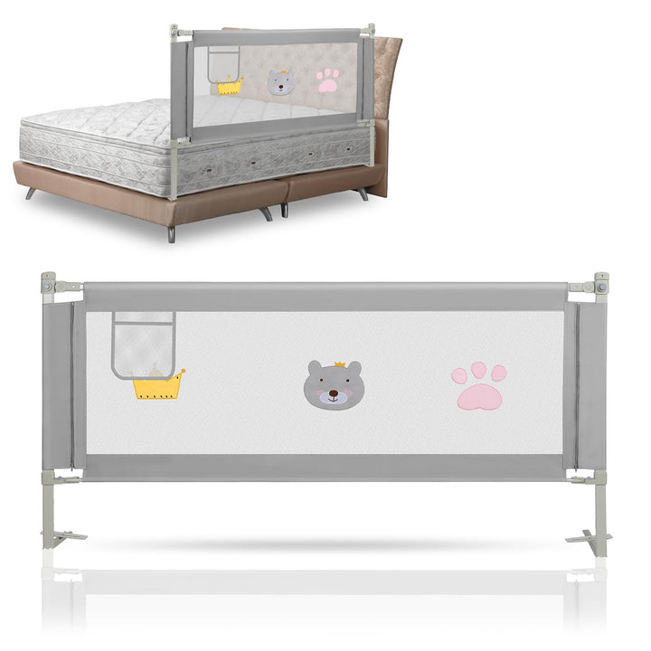 Eulenke 180cm Bettgitter, Bettschutzgitter für Kinderbett, Höhenverstellbar von 70-98cm, Rausfallsch