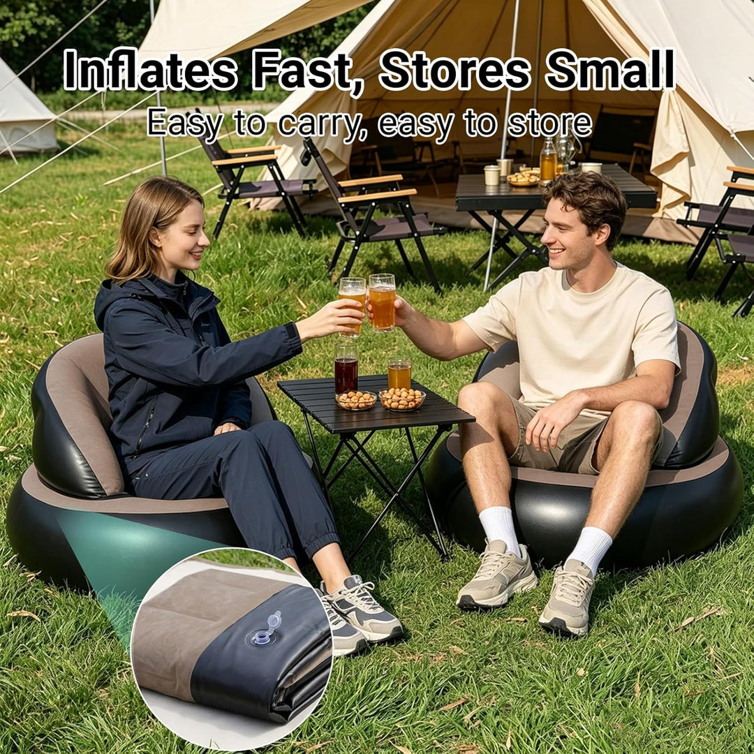 Aufblasbarer Sessel Sofa mit Flockoberfläche，Aufblasbares Sofa Rundes Luftsofa inkl Fusspumpe Wasser