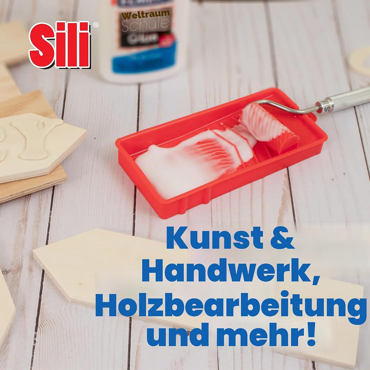 Sili Kleberoller mit Sili-Kleberablage für Kunst, Handwerk, Holzbearbeitung und grössere Klebeprojek