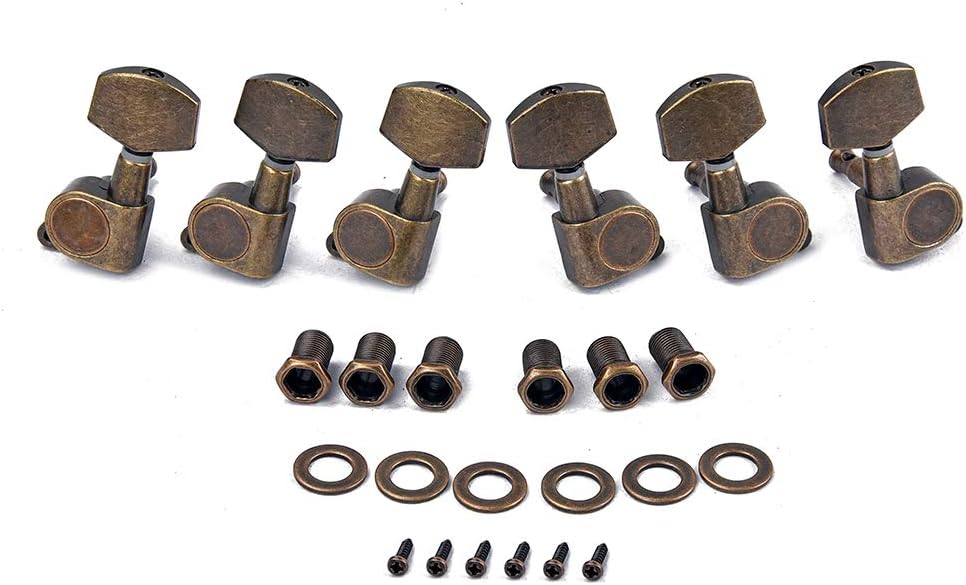 Alnicov Guitar Machine Heads Saiten-Tuning Pegs Tuner 3R3L für Akustik- oder E-Gitarren-Bronze