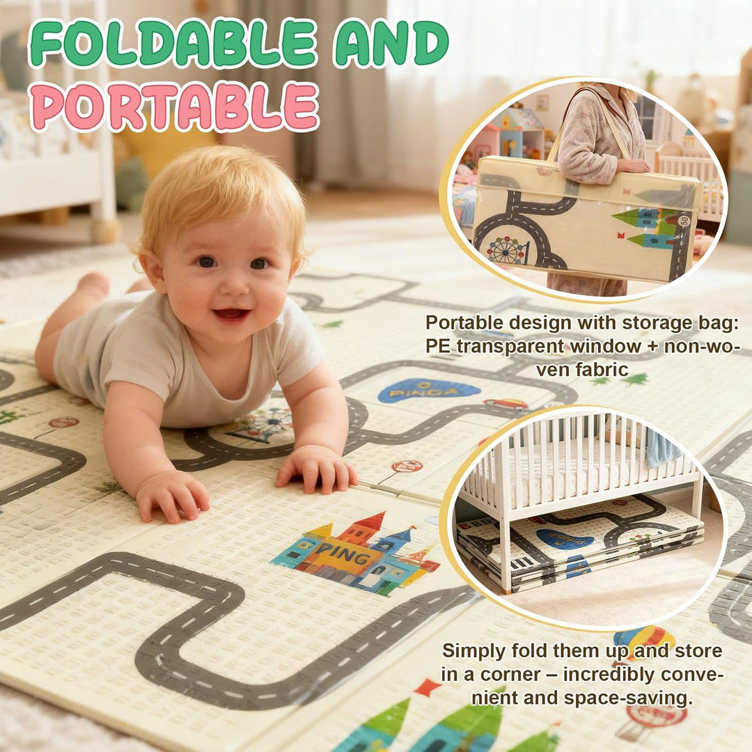 Soontrans Krabbelmatte Baby, Spielmatte Baby Faltbar, 200x180x1cm, Play Mat for Babies Doppelseitige
