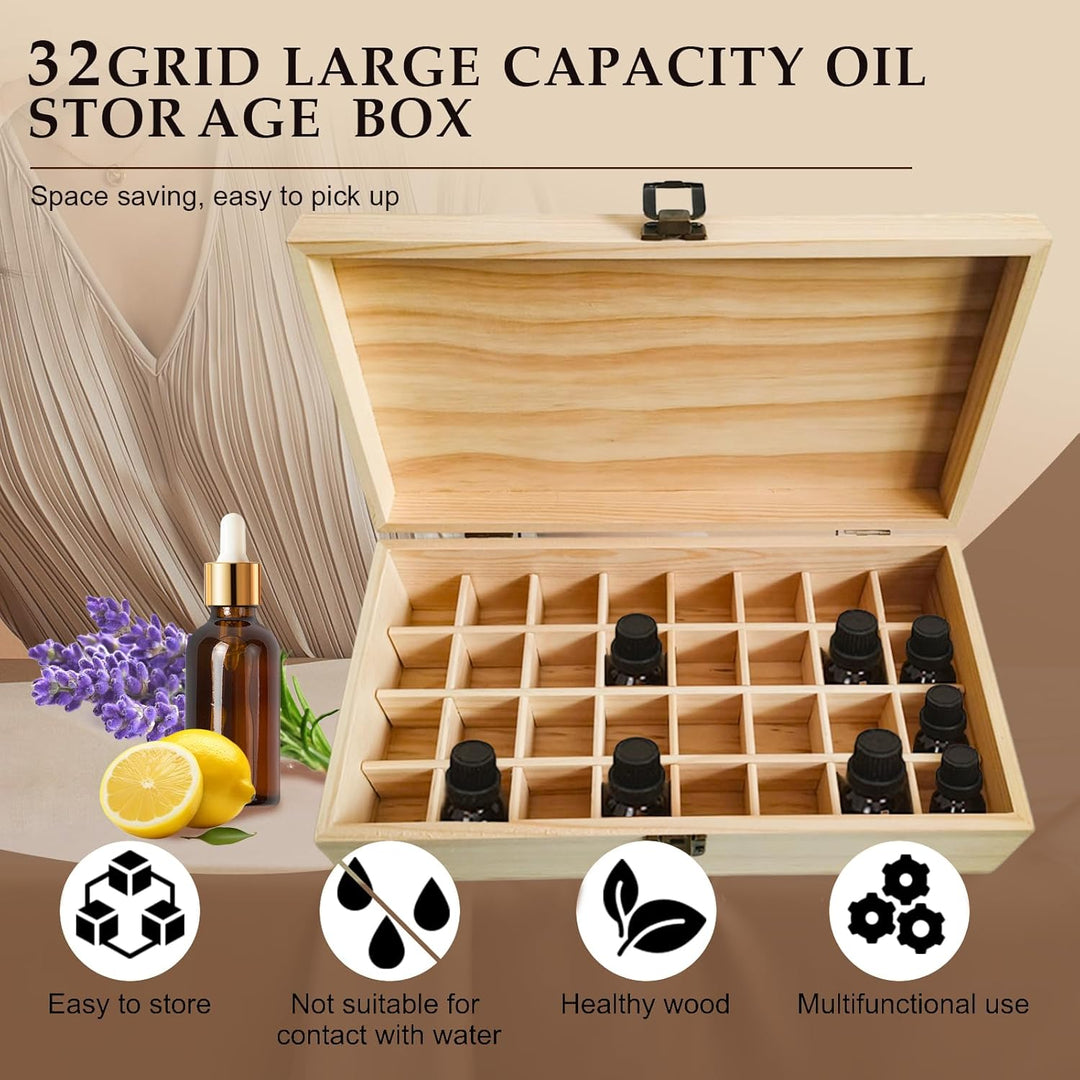 RoseFlower 32 Löcher Ätherisches Öl Aufbewahrungsbox Duftöle Display Ständer Behälter, Essential Oil