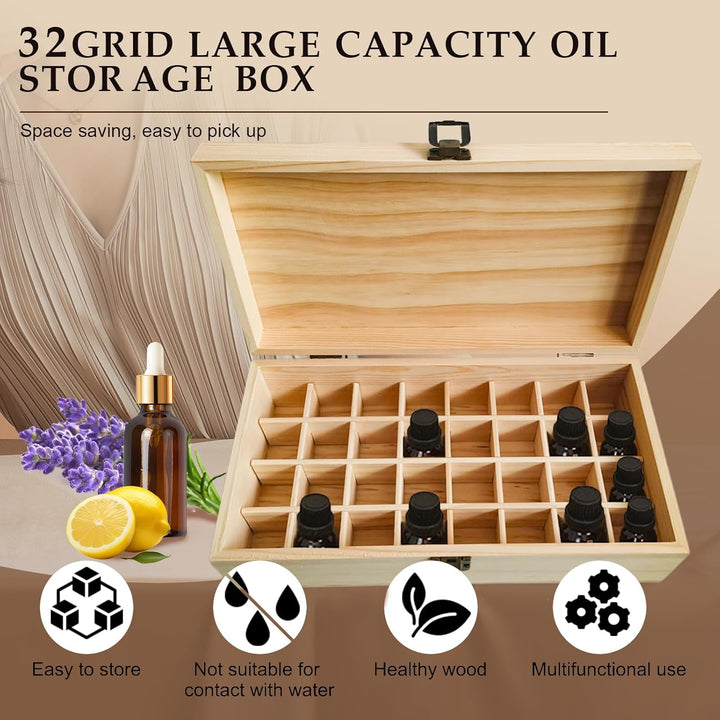 RoseFlower 32 Löcher Ätherisches Öl Aufbewahrungsbox Duftöle Display Ständer Behälter, Essential Oil