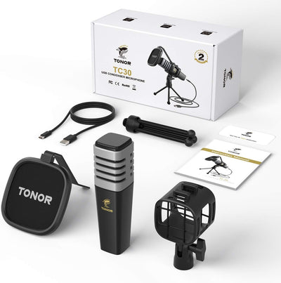 TONOR USB Mikrofon Nierencharakteristik Kondensator Computer PC Mikrofon mit Ständer, Popfilter, Mik