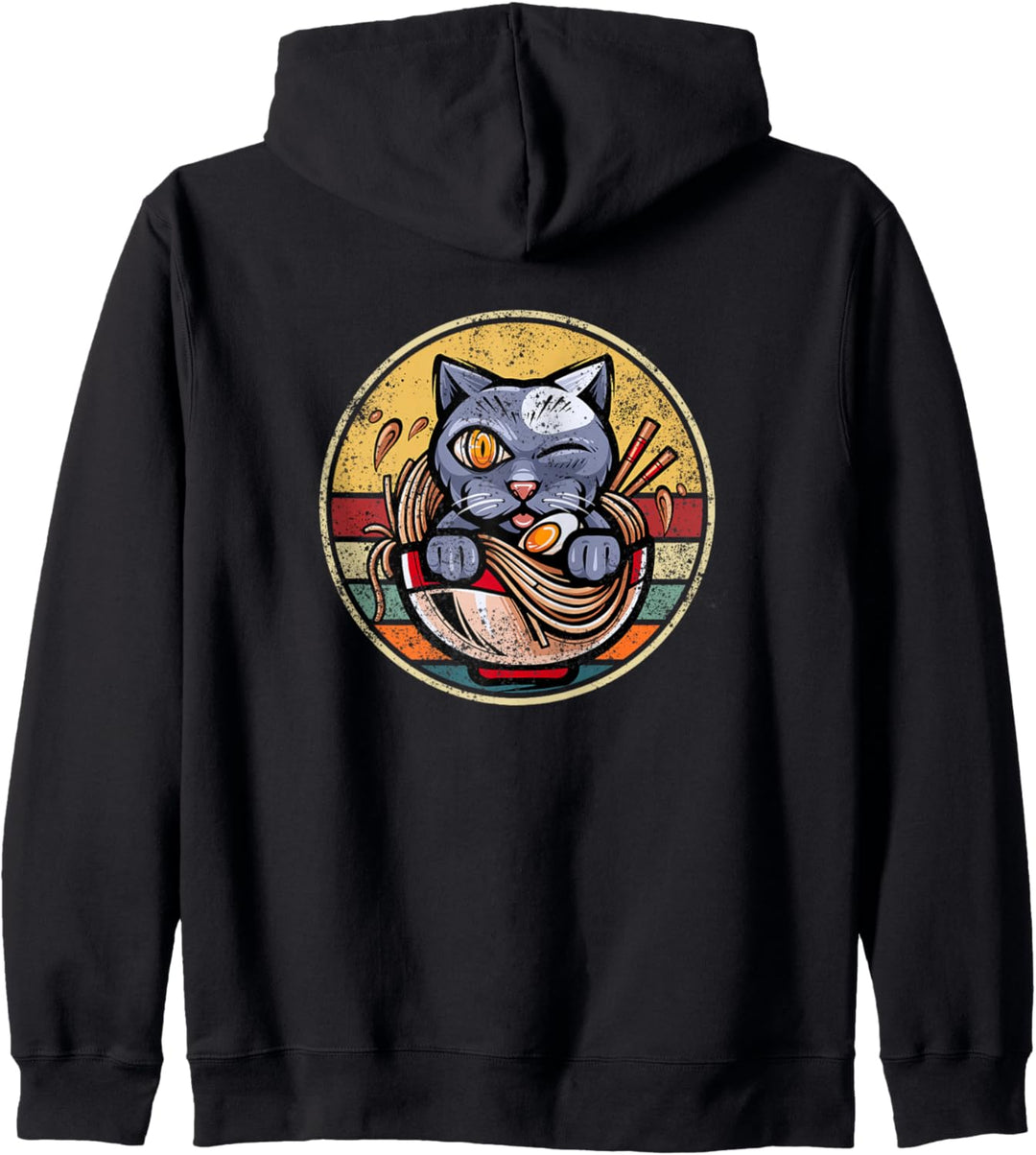 Japanisches Neko Ramen Nudeln Katze Retro Anime Manga Katzen Kapuzenjacke