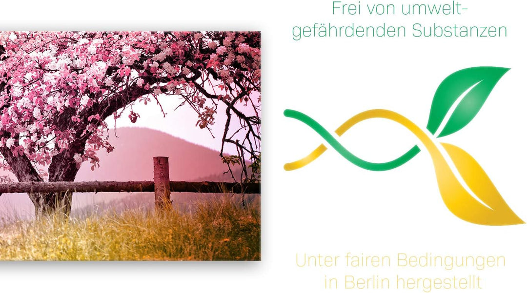 ge Bildet Bild auf Leinwand | Frühlingsbaum - Natur Baum Rosa Pink A in 120x50 cm als Panorama Wandb