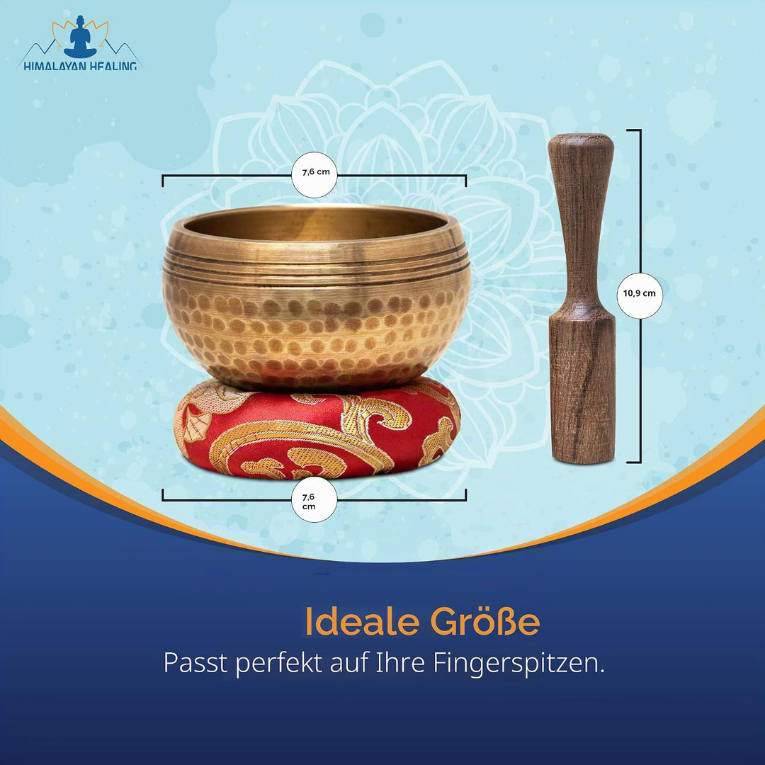 Tibetische Klangschalen-Set 7,6 cm ~ Meditationsklangschale handgehämmert in Nepal für Yoga, Meditat