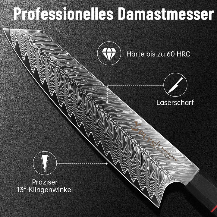 Plys Kiritsuke Damastmesser, 20 cm Japanisches Kochmesser Küchenmesser
