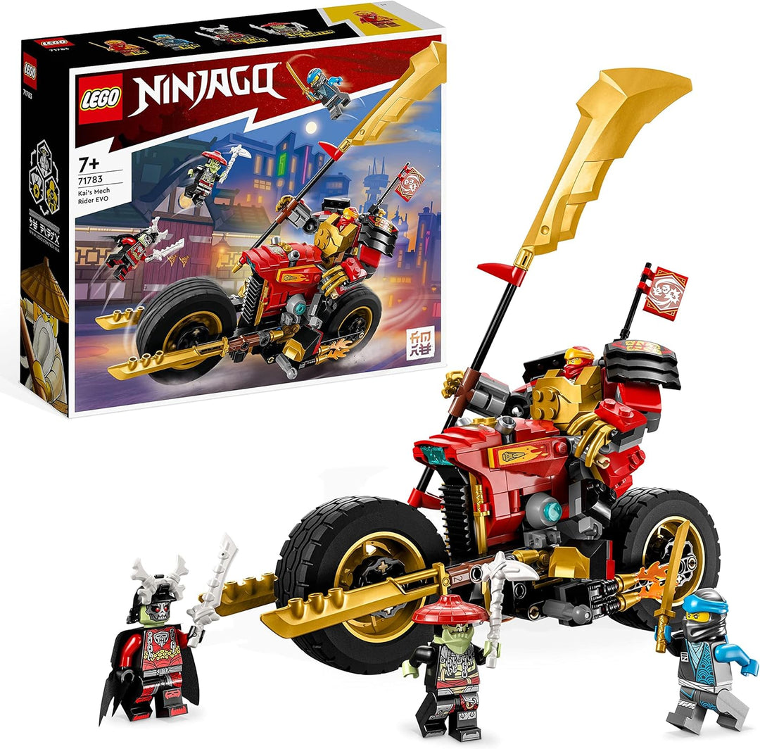 LEGO 71783 NINJAGO Kais Mech-Bike EVO, Aufrüstbares Ninja-Motorrad Spielzeug mit 2 Minifiguren – Kai