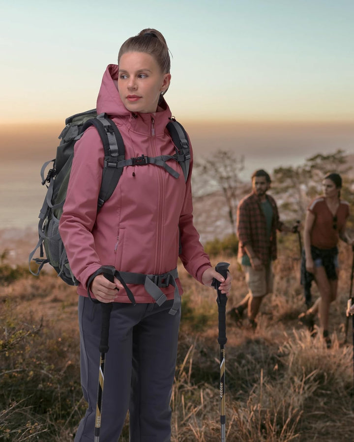33,000ft Softshelljacke Damen Wasserdichte Atmungsaktive Warme Winterjacke Fleece Übergangsjacke Win