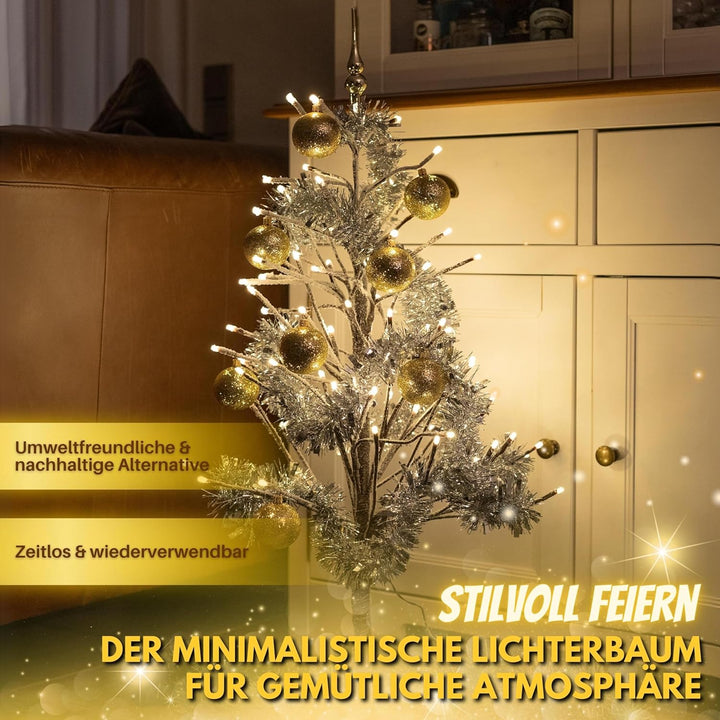 HiLight LED Weihnachtsbaum 80 cm braun - mit 88 warmweissen LEDs und Schneedeko - Christbaum/Tannenb