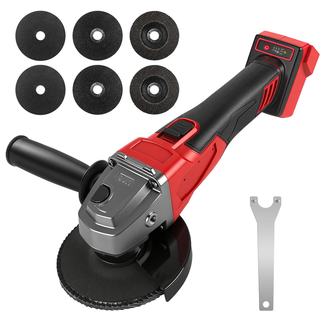 Akku Winkelschleifer für Milwaukee 18V,125mm Bürstenlos,3 Geschwindigkeiten,12000 U/min mit 4 M14 bi