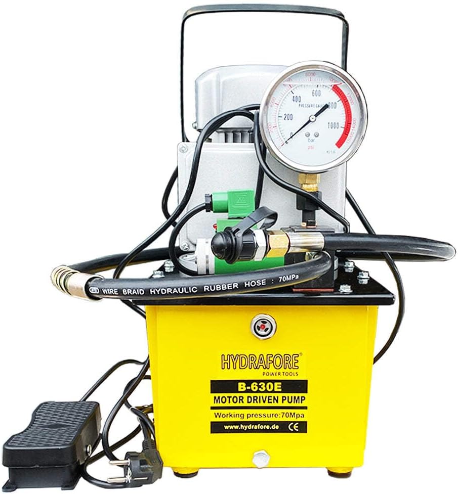 HYDRAFORE Einfachwirkende Elektrischepumpe mit Magnetventil 700 Bar (B-630E-220-1HP-8L)