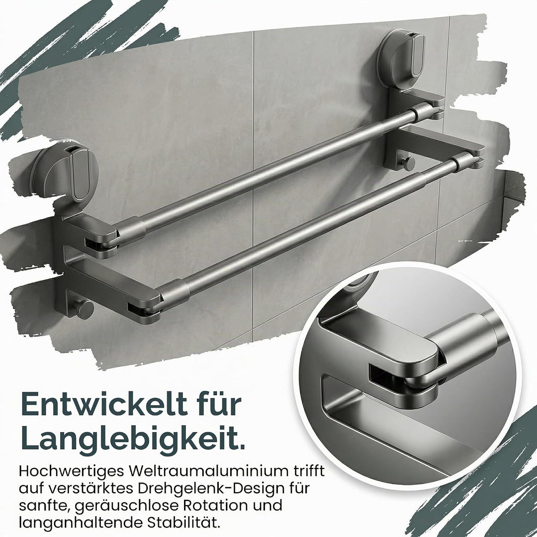 Handtuchhalter Saugnapf ohne Bohren Ausziehbare Handtuchstange Doppelt 49-84cm Verstellbare Länge 18