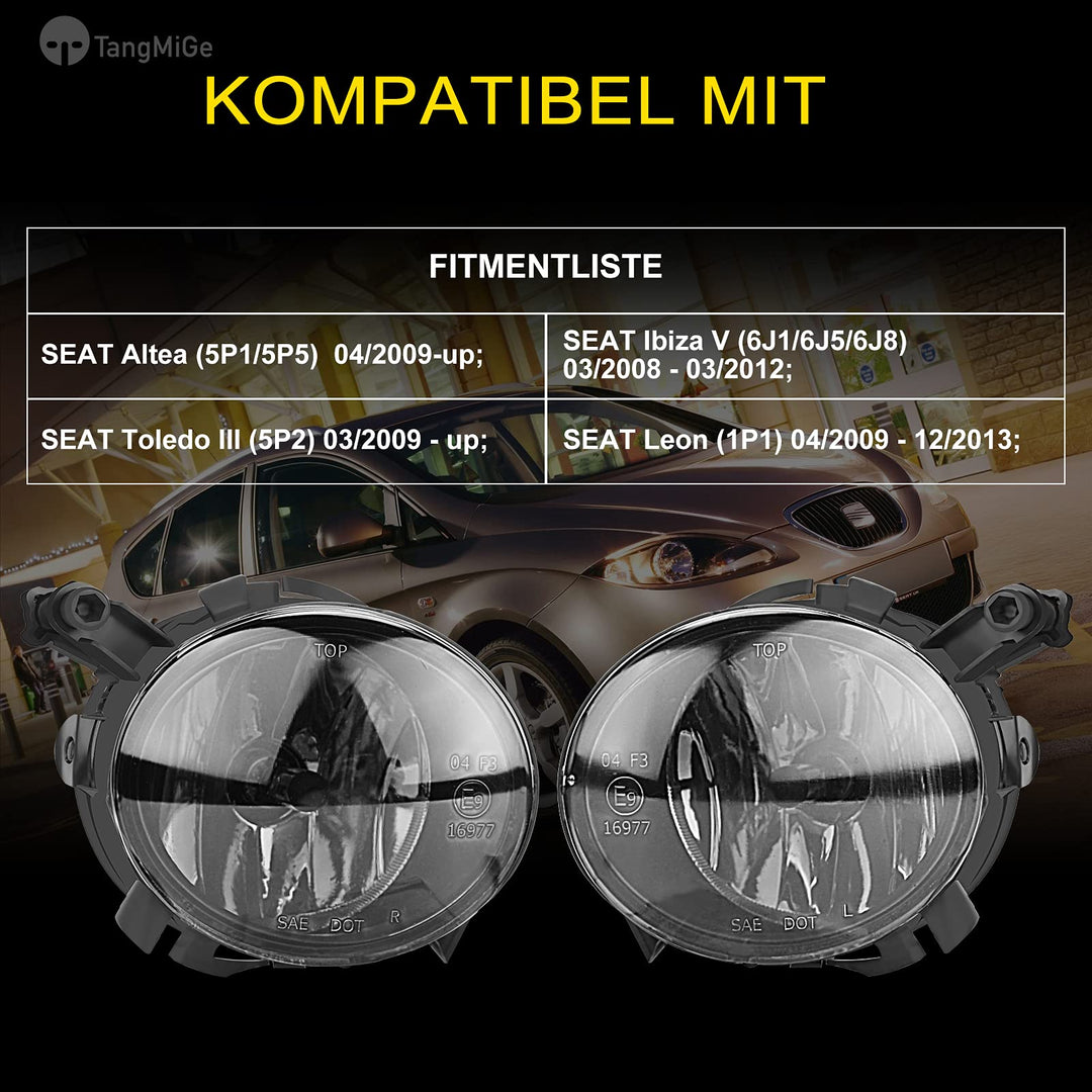 TangMiGe Nebelscheinwerfer Kompatibel mit SEAT Altea (5P1/5P5) 04/2009-up, Ibiza V 5 (6J1/6J5/6J8) 0