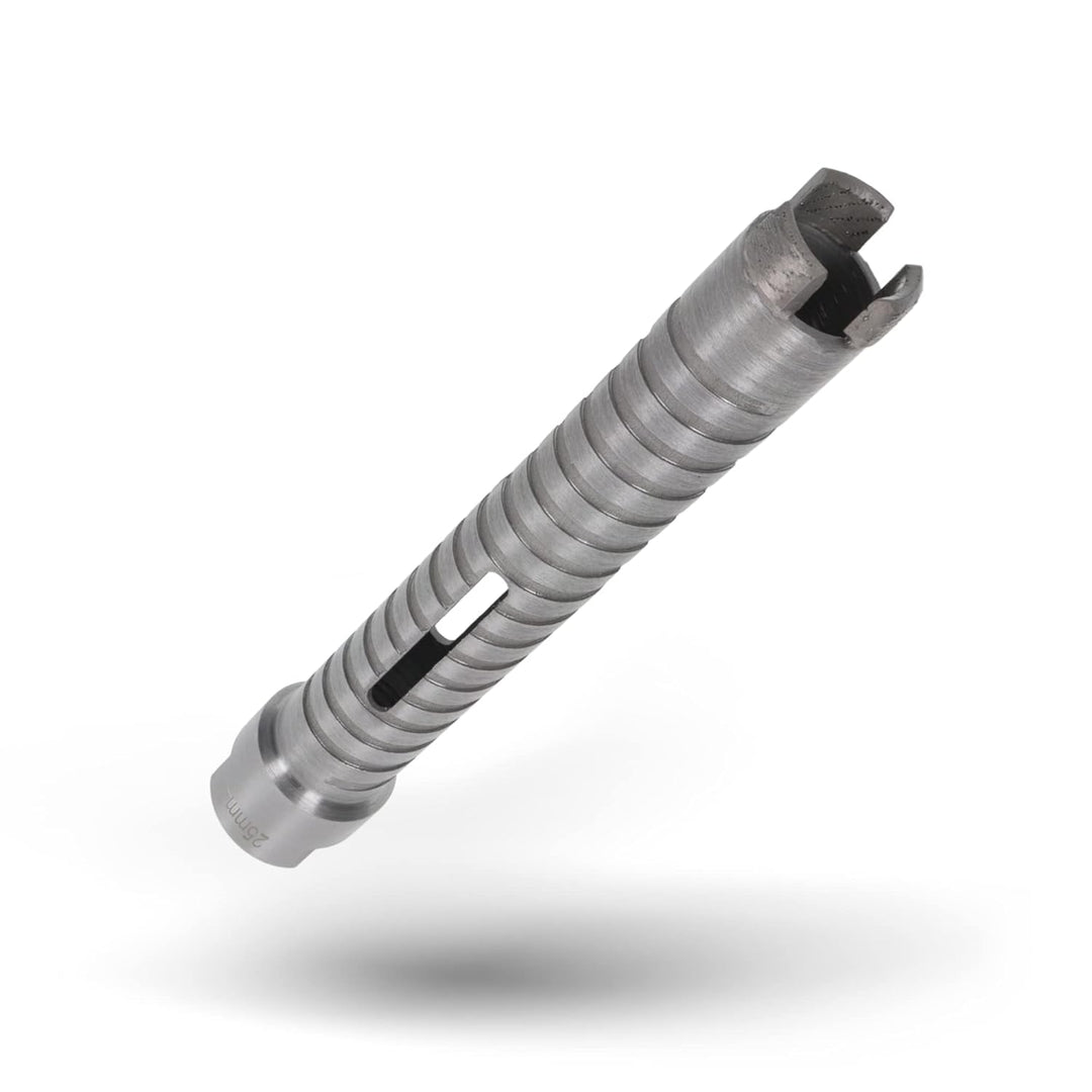 PRODIAMANT Diamant Bohrkrone ø 25mm Nutzlänge 150mm mit 6-Kant Adapter lasergeschweisst für trocken