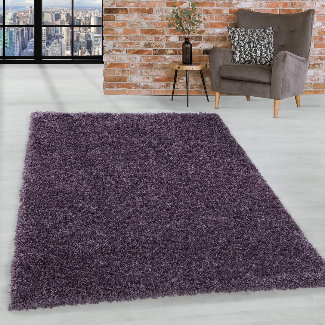 Homebyhome Shaggy Teppich Wohnzimmer Flauschiger Teppich Läufer Flur 80x250 cm Violett Einfarbig - H