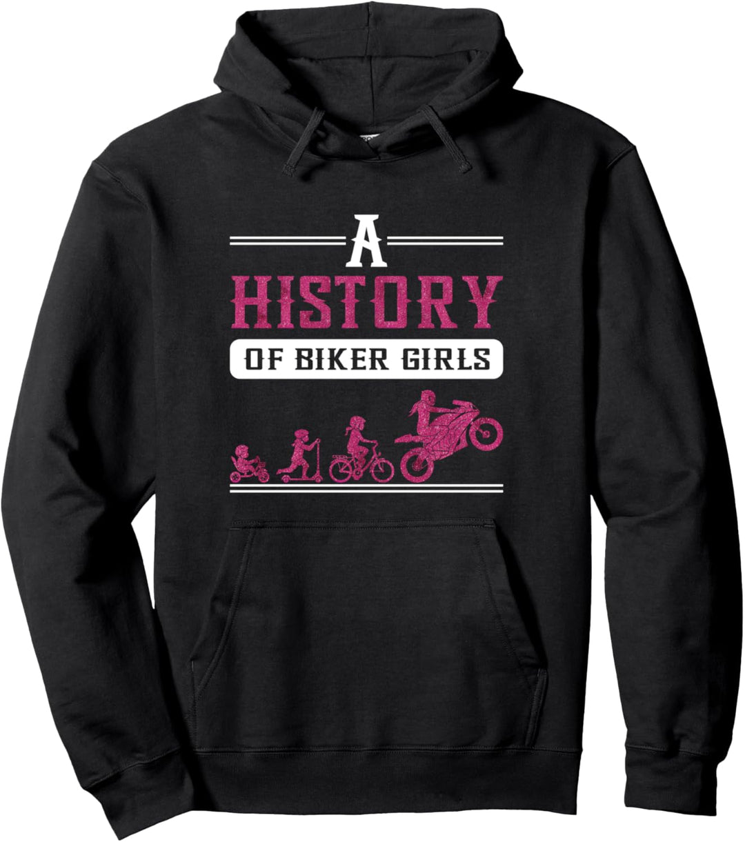 Sportsbike Racing A History Of Biker Girls Riding Motorrad Pullover Hoodie