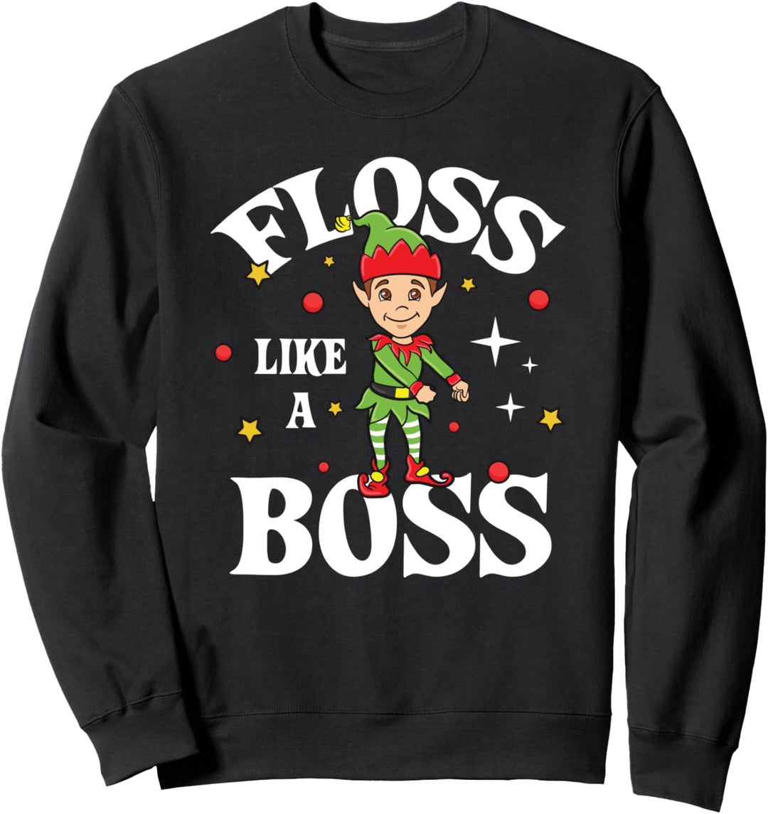 Elf Floss Wie Ein Boss Weihnachten Lustige Elf Xmas Sweatshirt