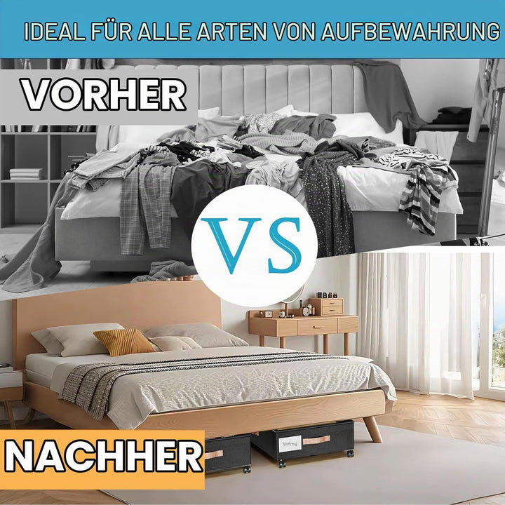 Unterbett-Aufbewahrungsbox, 2 Stück, mit Rollen, Unterbettaufbewahrung, Aufbewahrungsbox, Kleiderauf