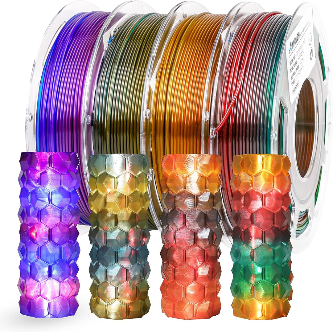 AMOLEN 3D Drucker Filament Bundle, Transparentes PLA Filament 1.75mm, Rainbow Pla, 200gx4 Spulen, Bl
