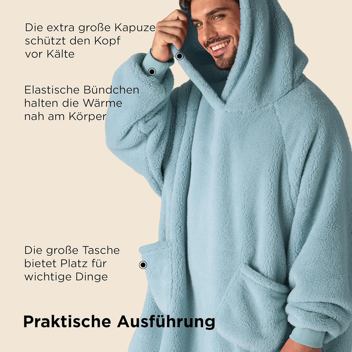 BEDSURE Hoodie Decke mit Ärmeln Deckenpullover - Tragbare Decke zum Anziehen Erwachsene xxl, Übergro